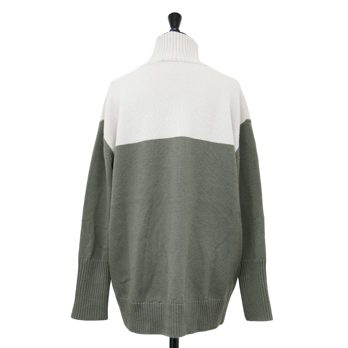 ウール カシミヤ ハイネック バイカラー ニット / セーター プルオーバー 長袖 ミドルゲージ 配色