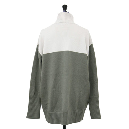 ウール カシミヤ ハイネック バイカラー ニット / セーター プルオーバー 長袖 ミドルゲージ 配色