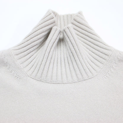 ウール カシミヤ ハイネック バイカラー ニット / セーター プルオーバー 長袖 ミドルゲージ 配色