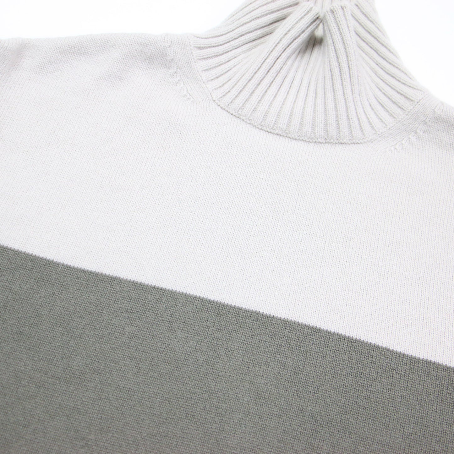 ウール カシミヤ ハイネック バイカラー ニット / セーター プルオーバー 長袖 ミドルゲージ 配色