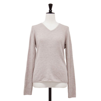 Vネック ロングスリーブ ニット / 長袖 リブ ハイゲージ ウール ウォッシャブル