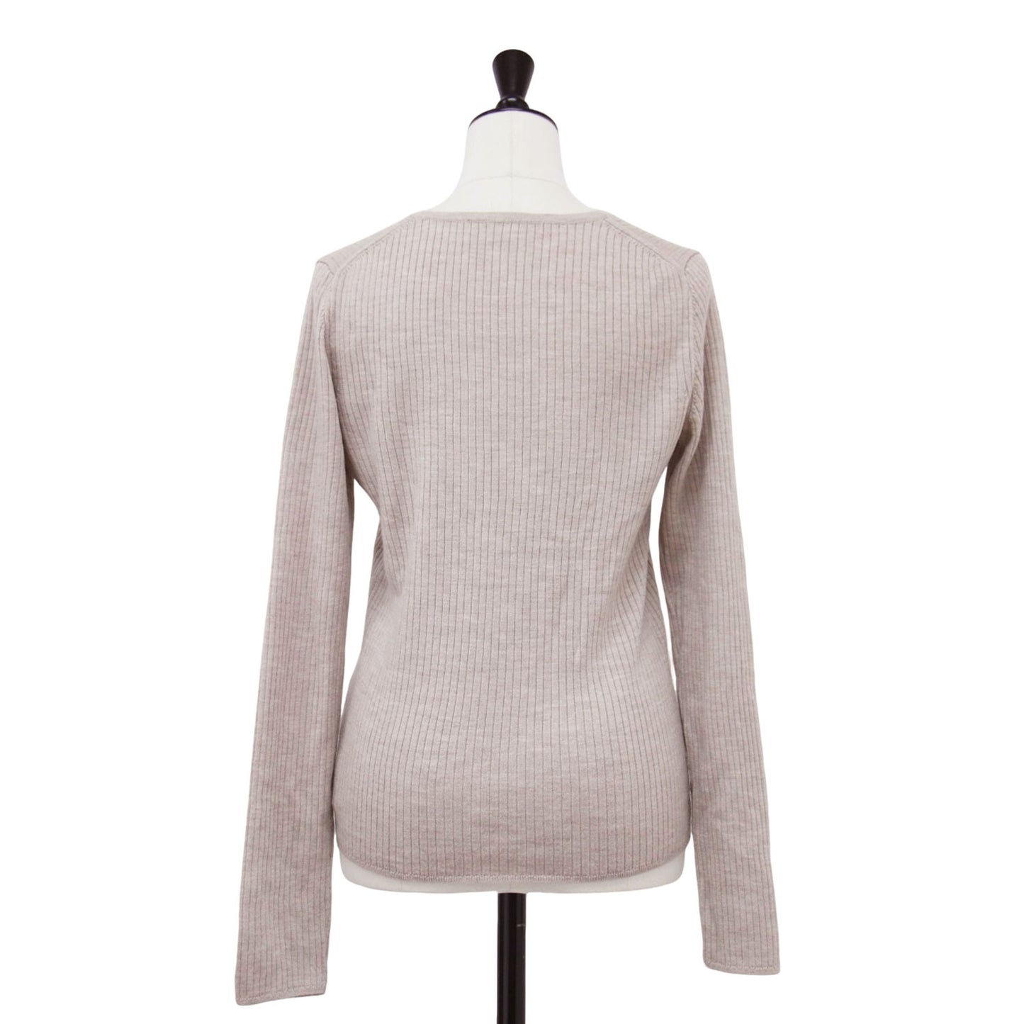 Vネック ロングスリーブ ニット / 長袖 リブ ハイゲージ ウール ウォッシャブル