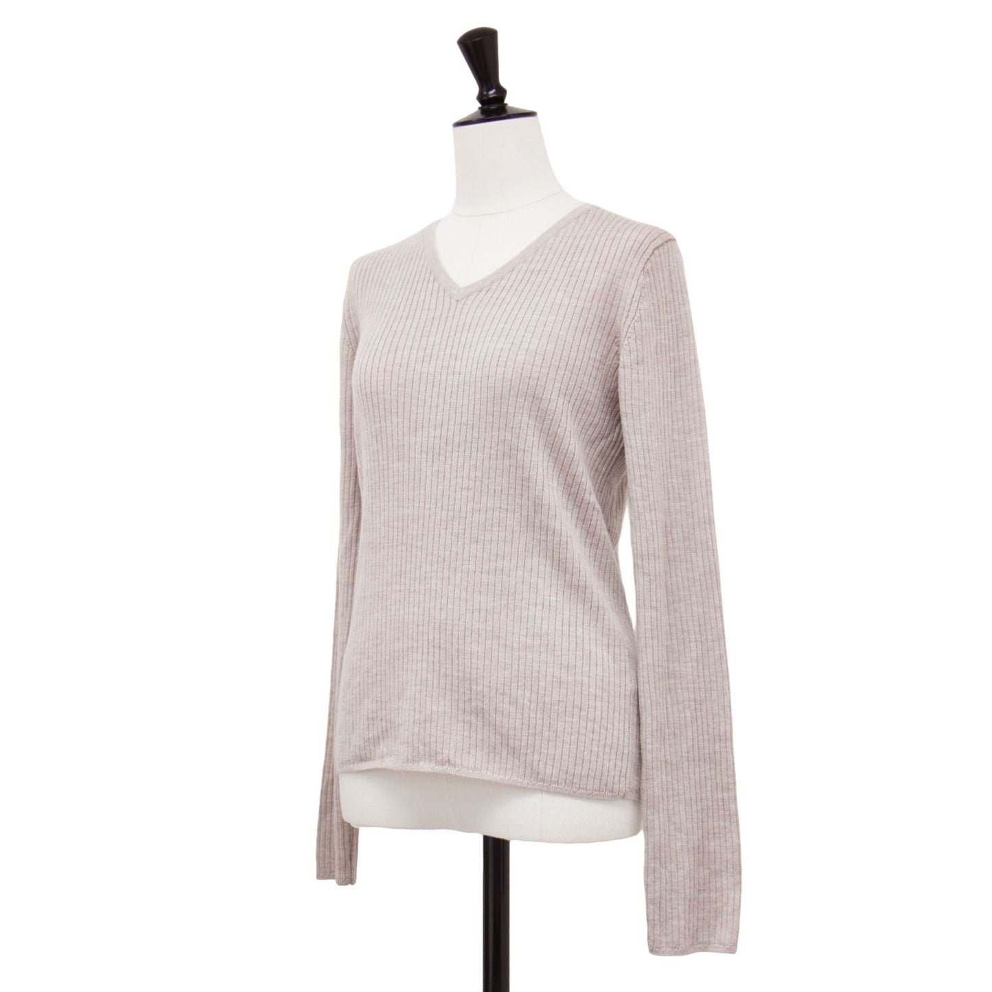 Vネック ロングスリーブ ニット / 長袖 リブ ハイゲージ ウール ウォッシャブル