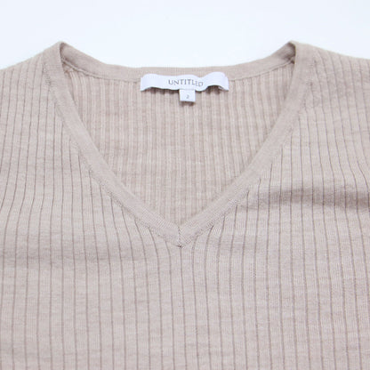 Vネック ロングスリーブ ニット / 長袖 リブ ハイゲージ ウール ウォッシャブル