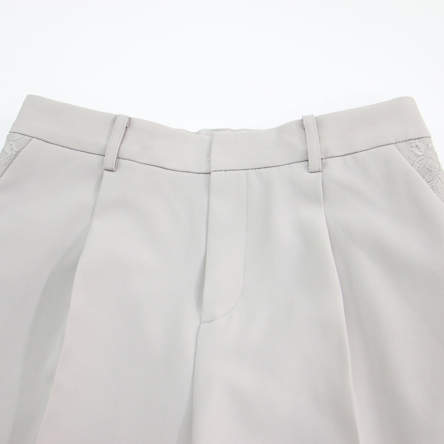 ストレート ワイド パンツ / スラックス クロップド丈 センタープレス タック ストレッチ ウォッシャブル