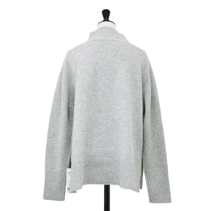23秋冬 ラムウール カシミヤ ハイネック ニット / セーター プルオーバー 長袖 サイドスリット