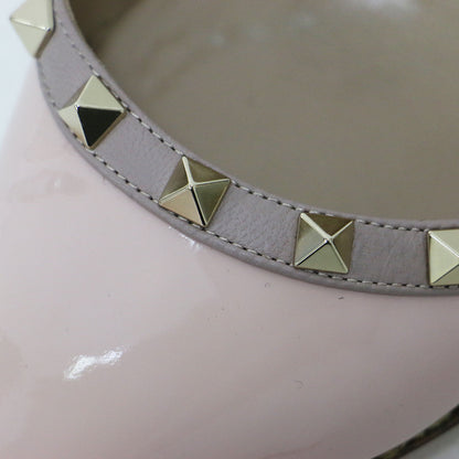 ロックスタッズ フラット パンプス / ポインテッドトゥ エナメル レザー