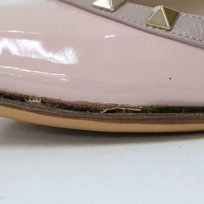 ロックスタッズ フラット パンプス / ポインテッドトゥ エナメル レザー
