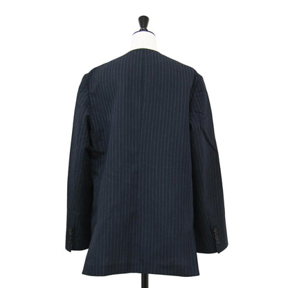 25春夏 ストライプ サマー ジャケット / STRIPE SUMMER ノーカラー Vネック 長袖 リネン混