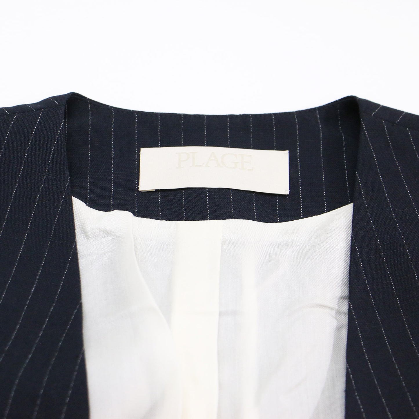 25春夏 ストライプ サマー ジャケット / STRIPE SUMMER ノーカラー Vネック 長袖 リネン混