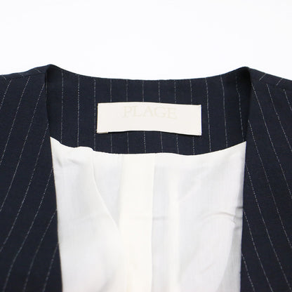 25春夏 ストライプ サマー ジャケット / STRIPE SUMMER ノーカラー Vネック 長袖 リネン混