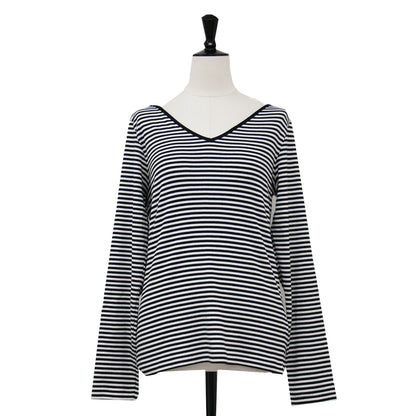 × IENA 別注 ボーダー Vネック カットソー / Tシャツ 長袖 コットン