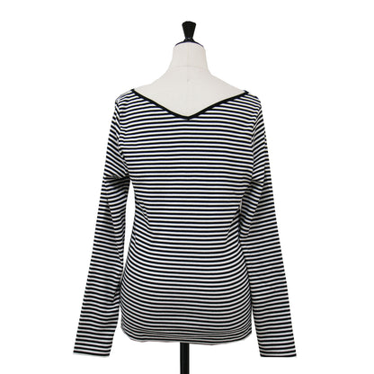 × IENA 別注 ボーダー Vネック カットソー / Tシャツ 長袖 コットン