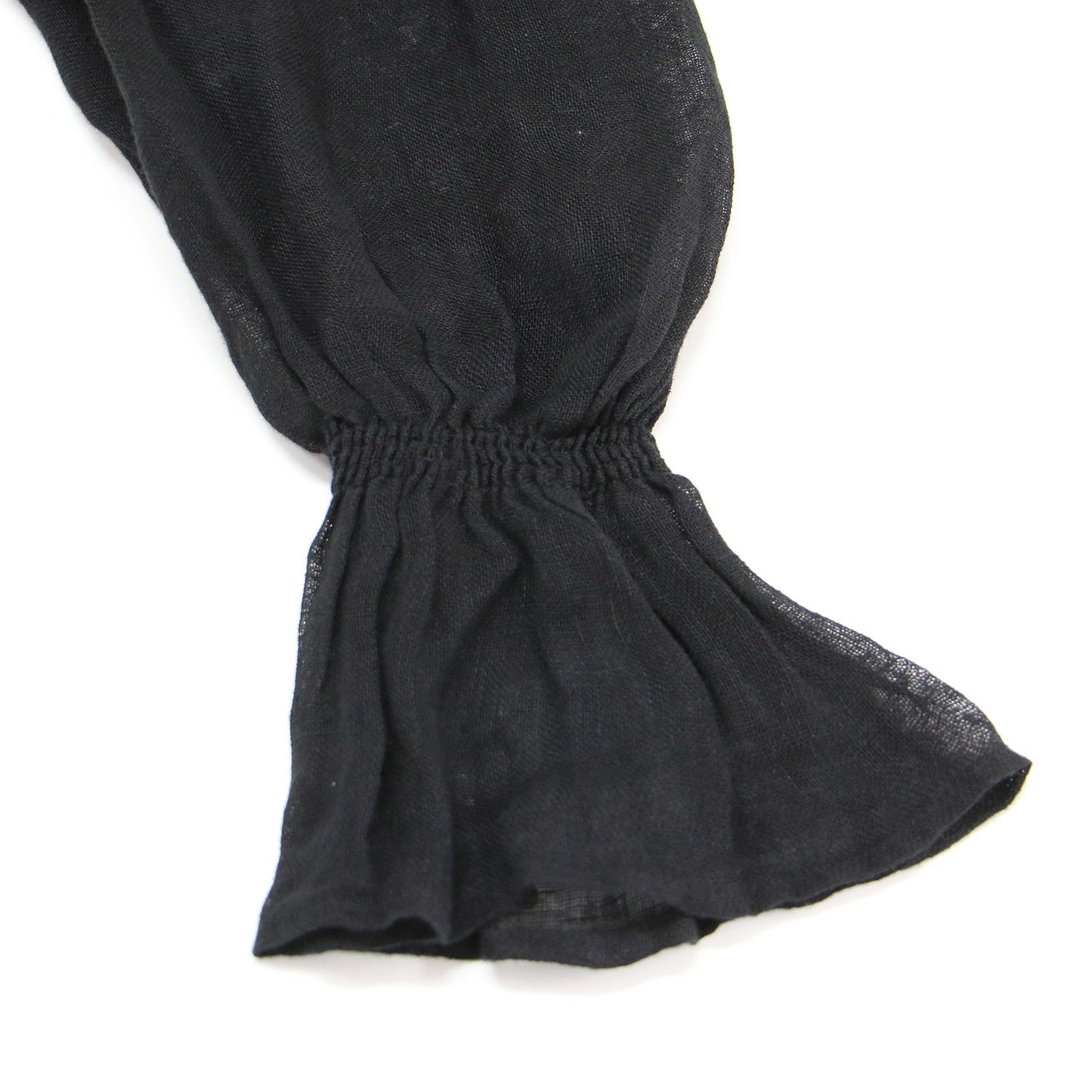 24春夏 リネン ギャザー ブラウス / LINEN Gather プルオーバー 長袖 Vネック シアー