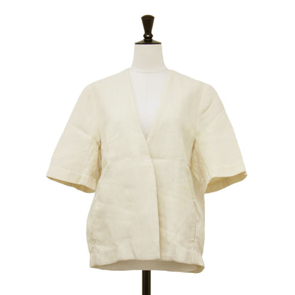 22春夏 ショートスリーブノーラペル ジャケット / ノーカラー 半袖 Vネック コットン リネン