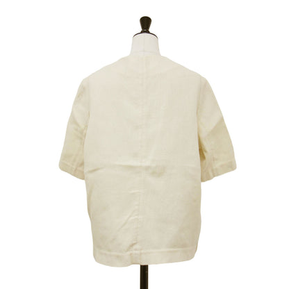 22春夏 ショートスリーブノーラペル ジャケット / ノーカラー 半袖 Vネック コットン リネン