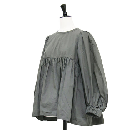 20秋冬 コットン バックリボン ブラウス / クルーネック 長袖 ボリュームスリーブ ギャザー Aライン