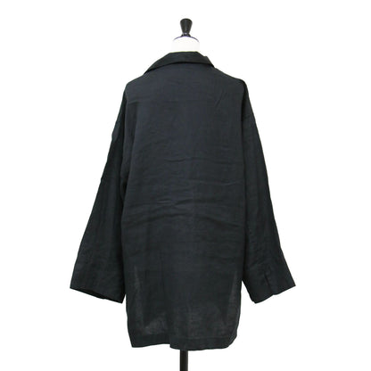 24春夏 リネン スキッパー プルオーバー / シャツ ブラウス 長袖 スリット