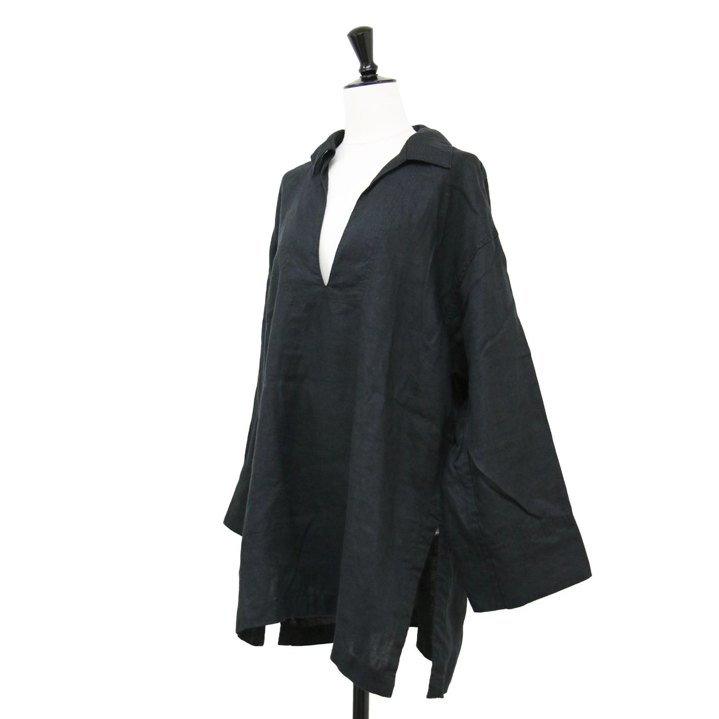 24春夏 リネン スキッパー プルオーバー / シャツ ブラウス 長袖 スリット