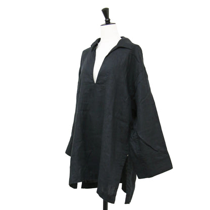 24春夏 リネン スキッパー プルオーバー / シャツ ブラウス 長袖 スリット