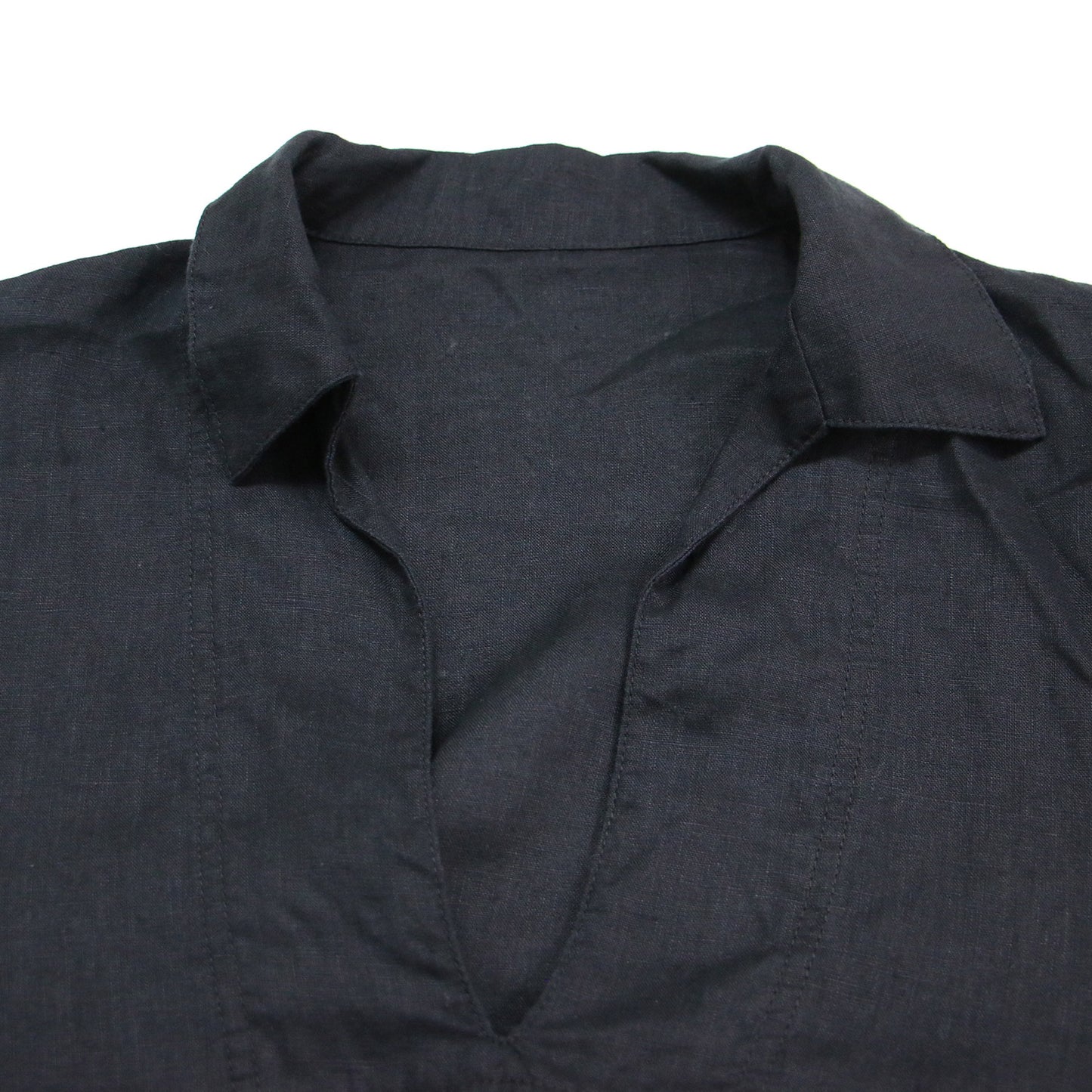 24春夏 リネン スキッパー プルオーバー / シャツ ブラウス 長袖 スリット