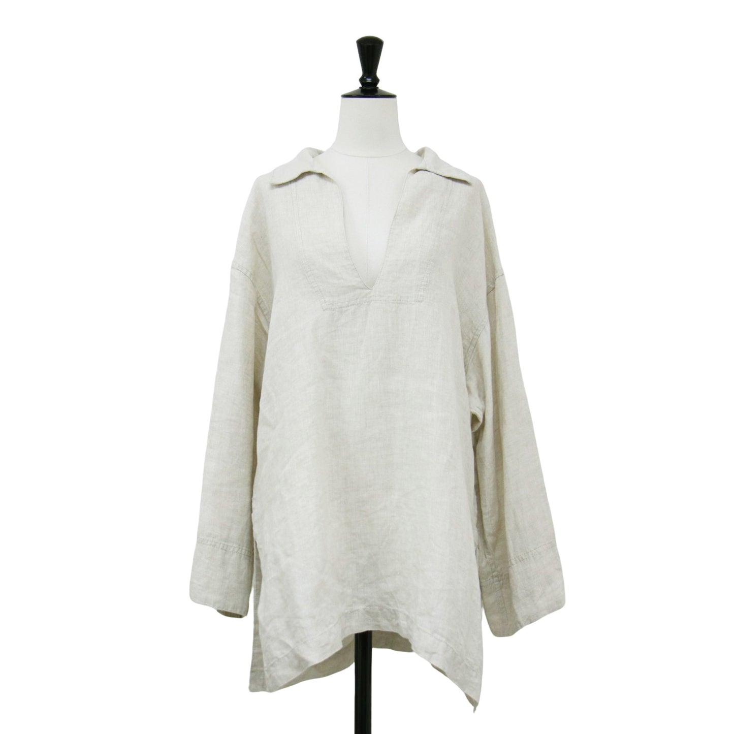 24春夏 リネン スキッパー プルオーバー / シャツ ブラウス 長袖 スリット