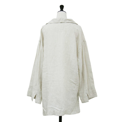 24春夏 リネン スキッパー プルオーバー / シャツ ブラウス 長袖 スリット