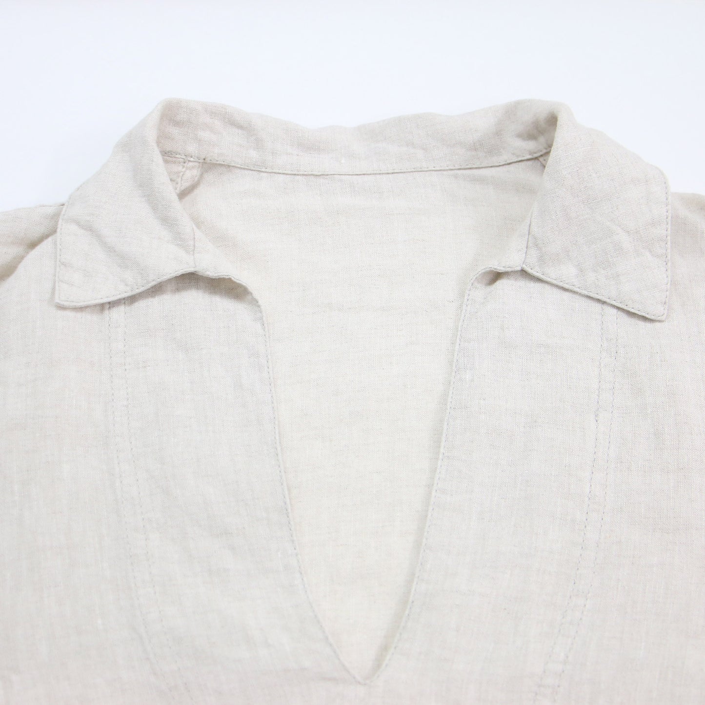 24春夏 リネン スキッパー プルオーバー / シャツ ブラウス 長袖 スリット