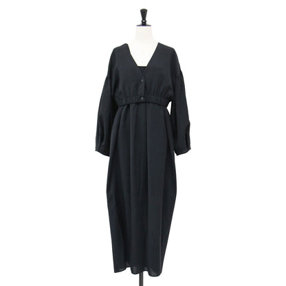 24春夏 ドライクロス セットアップ ワンピース / ボレロ キャミワンピース ロング丈 Vネック 長袖 ボリュームスリーブ