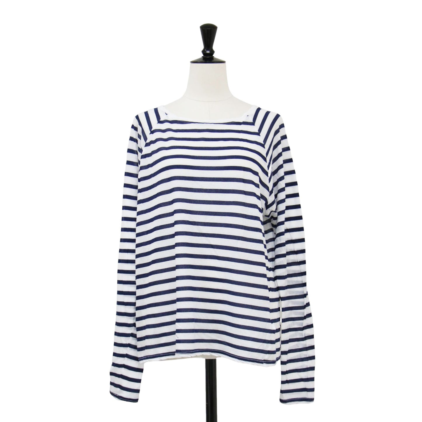 24春夏 シアー ラグラン プルオーバー / 80/1GASS Tシャツ カットソー 長袖 ロングスリーブ ラウンドネック ボーダー柄 コットン