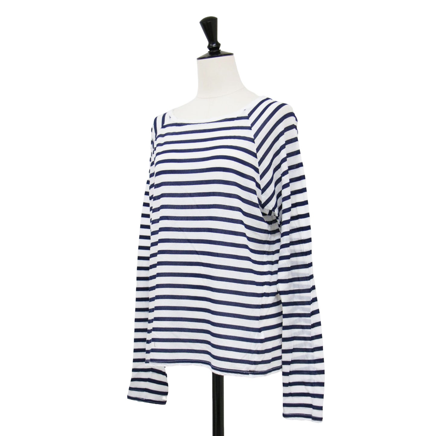 24春夏 シアー ラグラン プルオーバー / 80/1GASS Tシャツ カットソー 長袖 ロングスリーブ ラウンドネック ボーダー柄 コットン