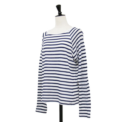 24春夏 シアー ラグラン プルオーバー / 80/1GASS Tシャツ カットソー 長袖 ロングスリーブ ラウンドネック ボーダー柄 コットン