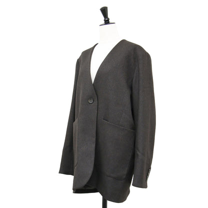 23秋冬 ツイル ノーカラー ジャケット / twill no collar jacket lo233-06 / Vネック 長袖 オーバーサイズ