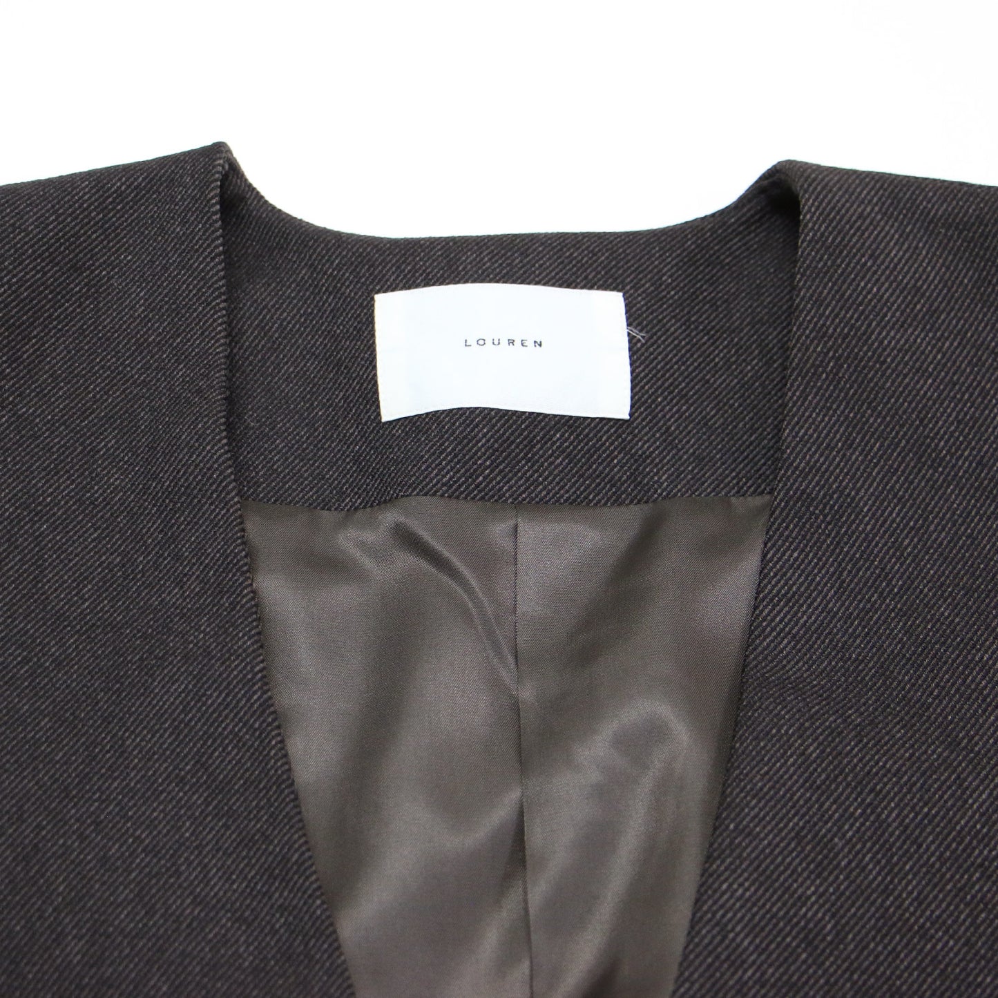 23秋冬 ツイル ノーカラー ジャケット / twill no collar jacket lo233-06 / Vネック 長袖 オーバーサイズ