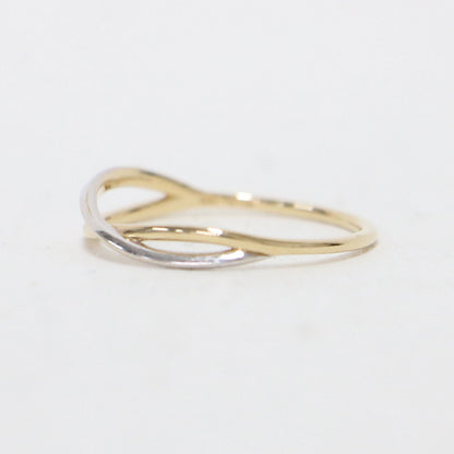K10YG クロス バイカラー リング / 指輪 曲線