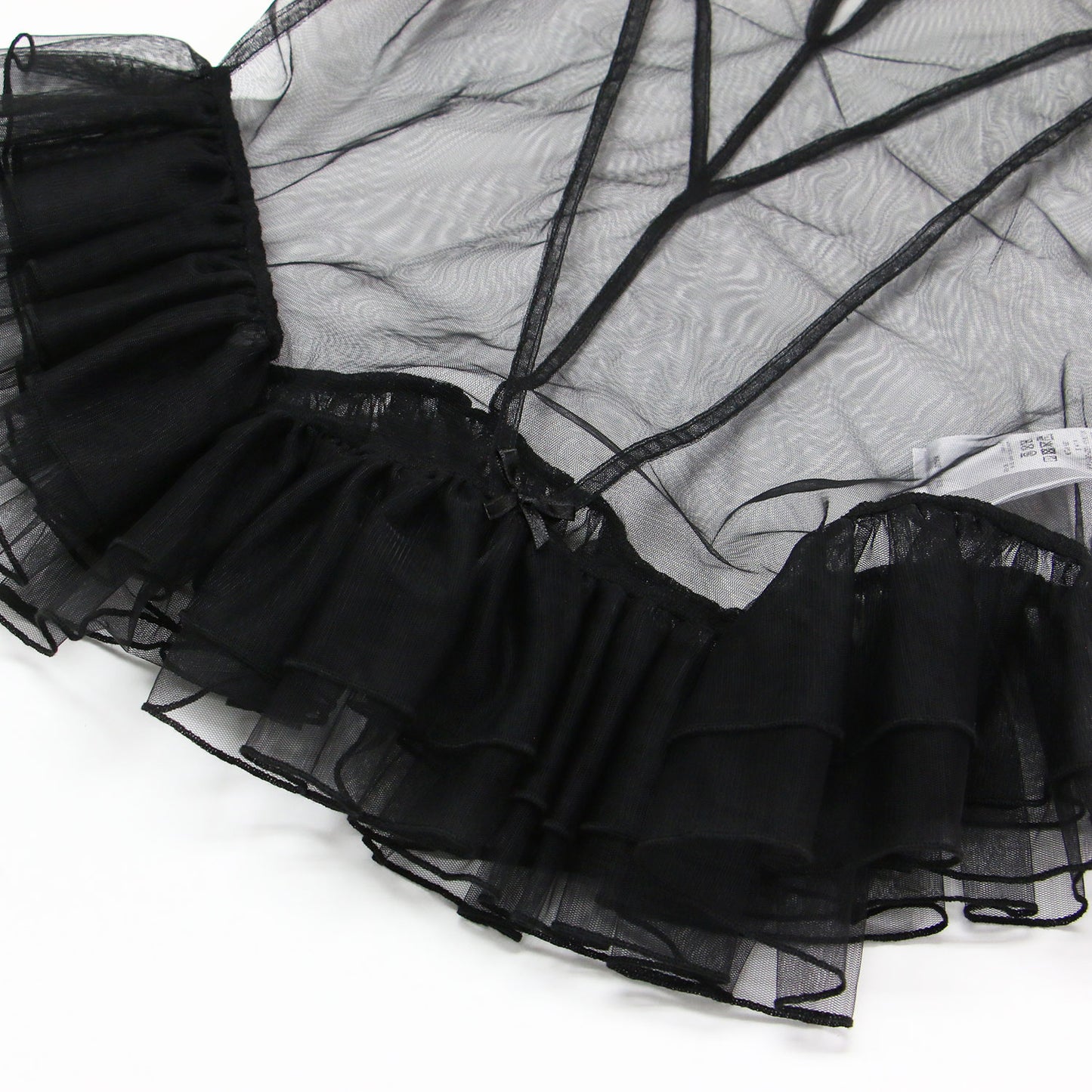 25春夏 チュール ペプラム ラッフル トップス / Tulle Peplum Ruffle Top ブラウス ノースリーブ クルーネック シアー フリル