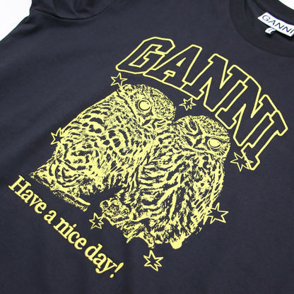 25春夏 ベーシック ジャージー オウルズ リラックスド Tシャツ / Basic Jersey Owls Relaxed T－shirt カットソー クルーネック 半袖 フクロウ プリント コットン