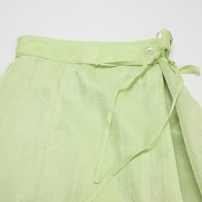 23春夏 ラップ風 フレア スカート / ロング丈 マーメイド ドレープ サテン