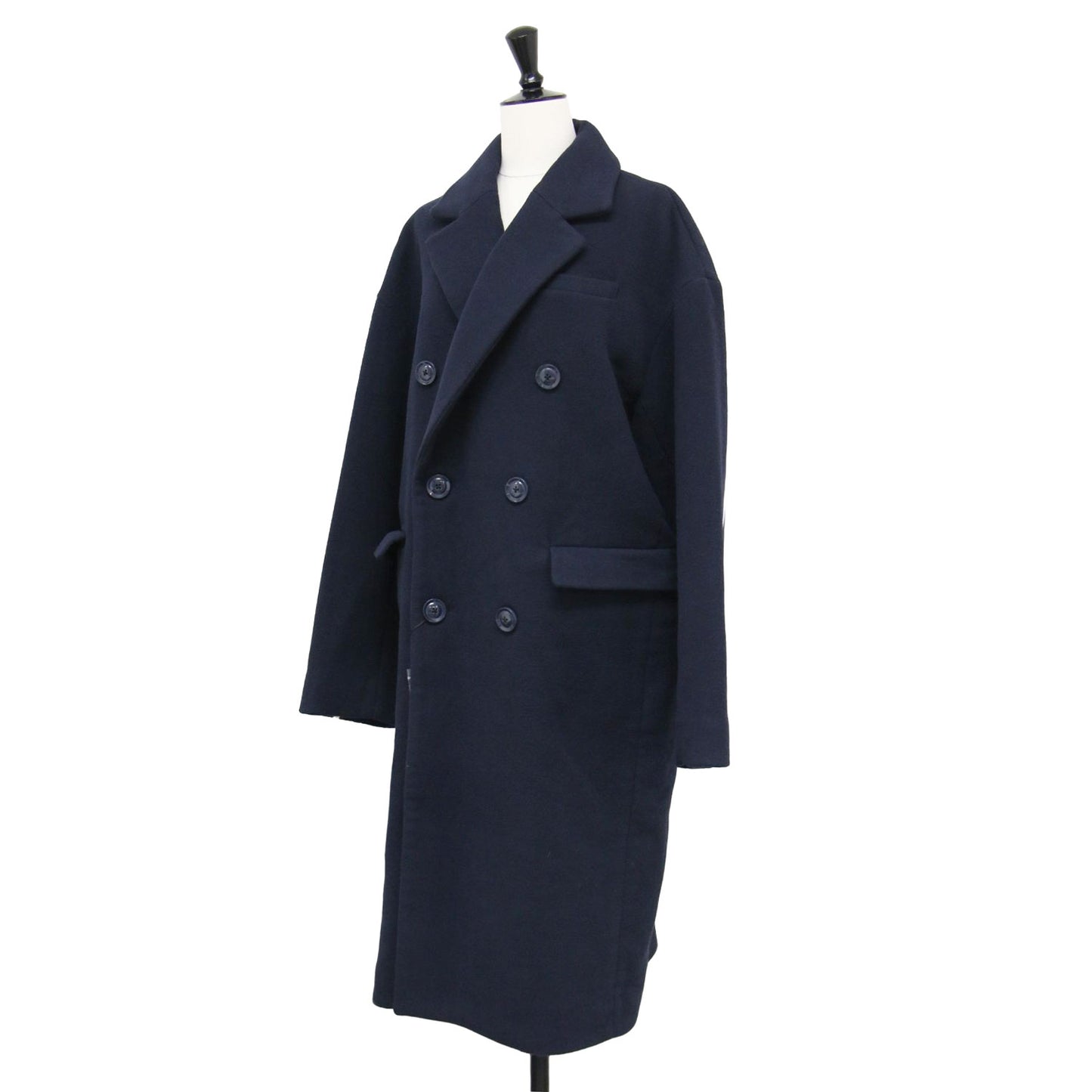 ライン チェスター コート / ロング ダブル テーラードカラー オーバーサイズ ウール