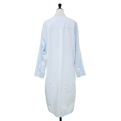 22秋冬 コットン バンドカラー チュニック シャツ / ブラウス ロング丈 長袖 チェック柄