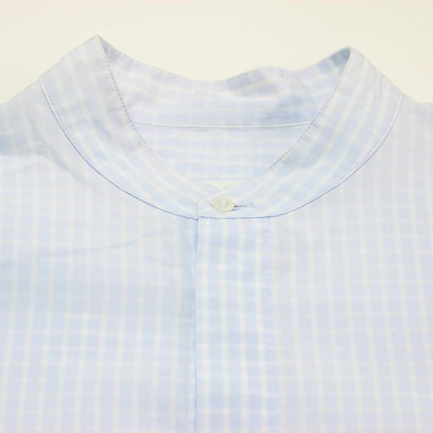 22秋冬 コットン バンドカラー チュニック シャツ / ブラウス ロング丈 長袖 チェック柄