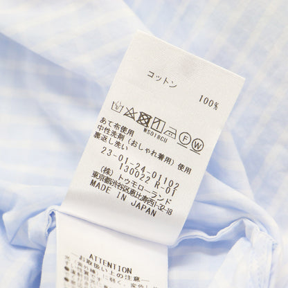 22秋冬 コットン バンドカラー チュニック シャツ / ブラウス ロング丈 長袖 チェック柄