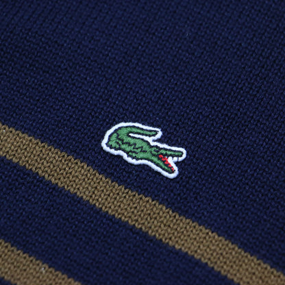 ストライプ ニット ドレス / ワンピース ミディ丈 長袖 ボートネック ボーダー コットン