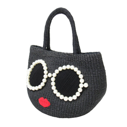 パール サングラス カゴバッグ / トート ハンドバッグ 天然素材