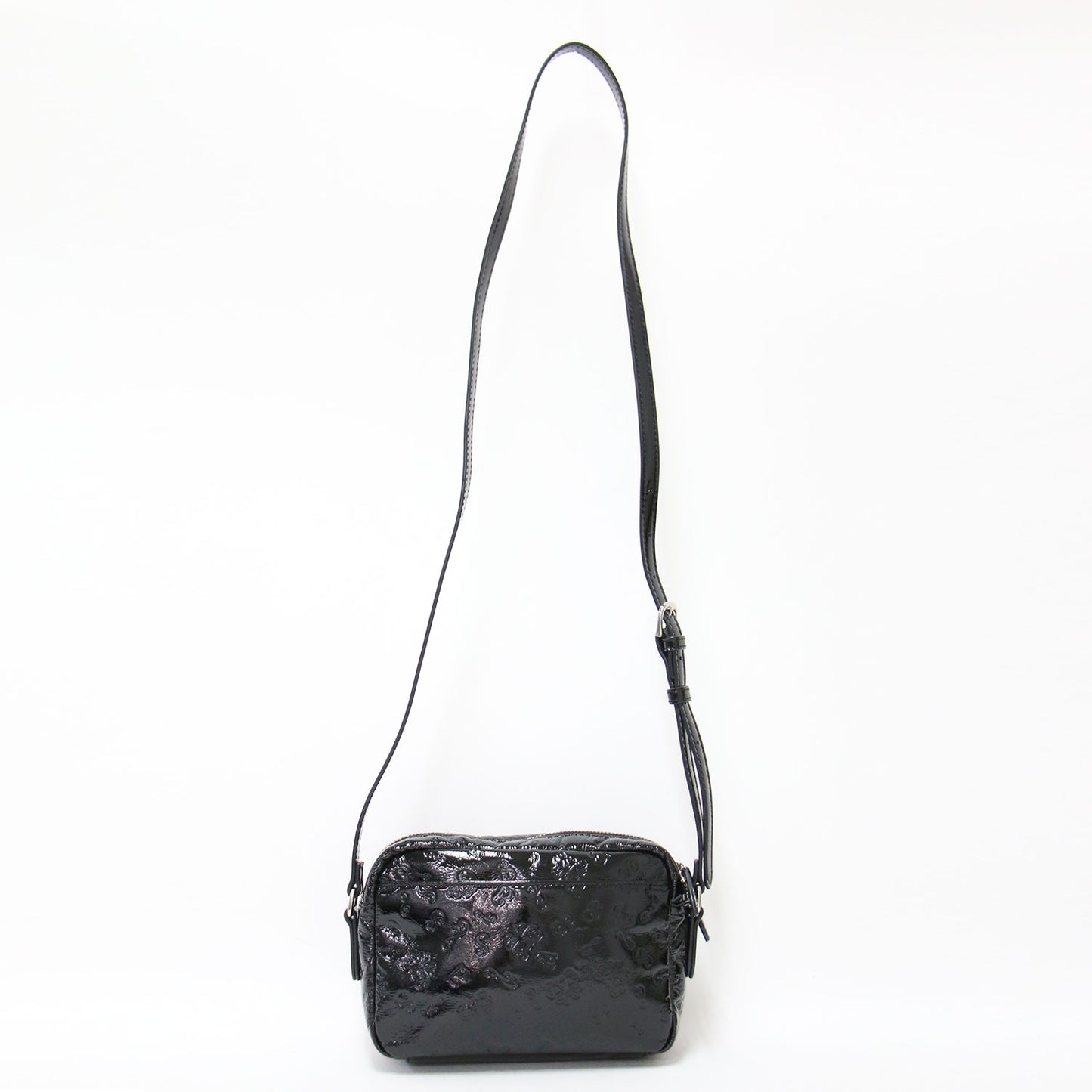 エリス 型押し エナメルレザー ショルダーバッグ / ポシェット 肩掛け 斜め掛け バタフライ エンボス