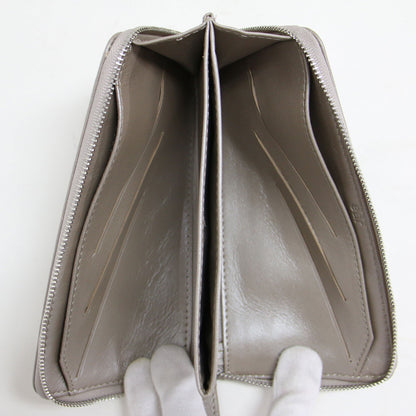 24春夏 本革 エンボス 長財布 / ロングウォレット ラウンドジップ メタリック レザー