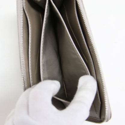 24春夏 本革 エンボス 長財布 / ロングウォレット ラウンドジップ メタリック レザー