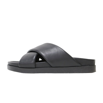 24春夏 クロスベルト フットベッド サンダル / スライドサンダル フラット ラウンドトゥ レザー