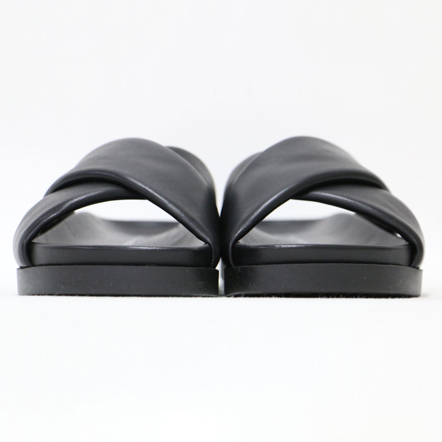 24春夏 クロスベルト フットベッド サンダル / スライドサンダル フラット ラウンドトゥ レザー