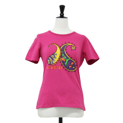 ペイズリー プリント 半袖 Tシャツ / クルーネック ショートスリーブ 刺繍 コットン